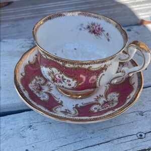 PARAGON Pink and Gold Floral Teacup Set